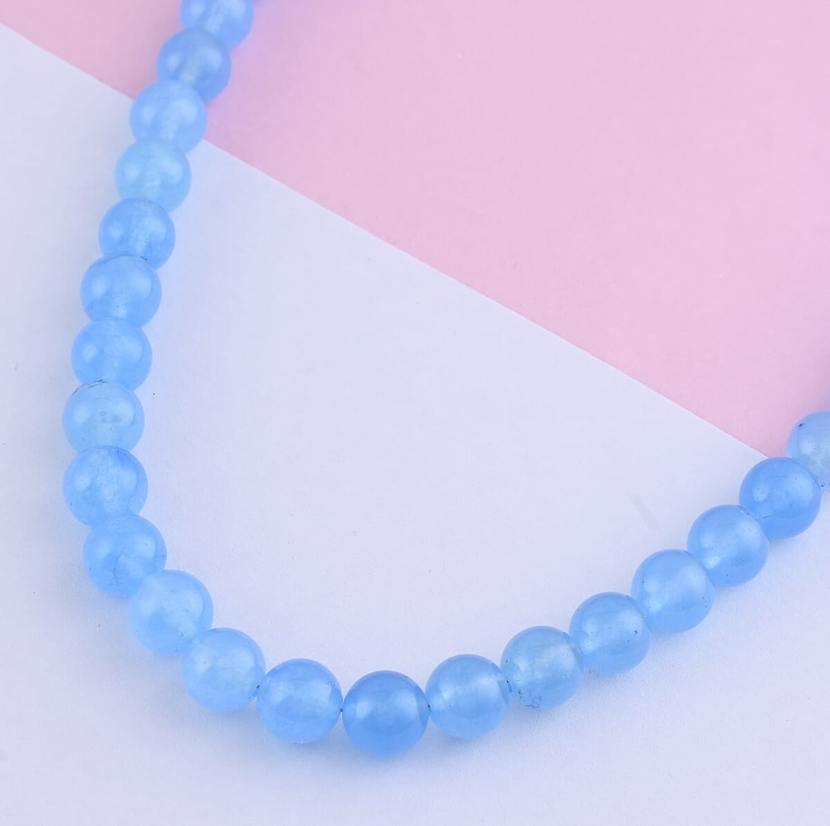 Blue Hemimorphite Beaded Necklace 18 Inches in Sterling Silver 250.00 ctw image number 1