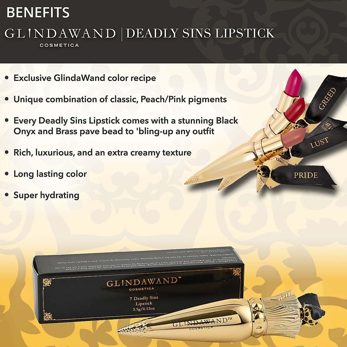 GlindaWand 7 Deadly Sins Lust Red Lipstick For Women image number 2