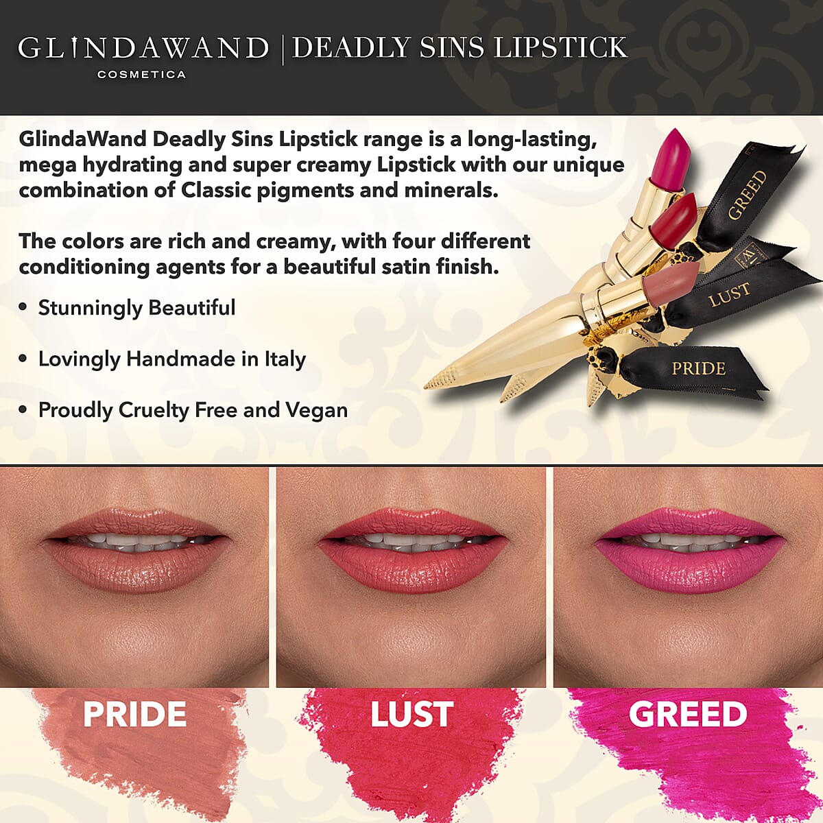 GlindaWand 7 Deadly Sins Lust Red Lipstick For Women image number 3