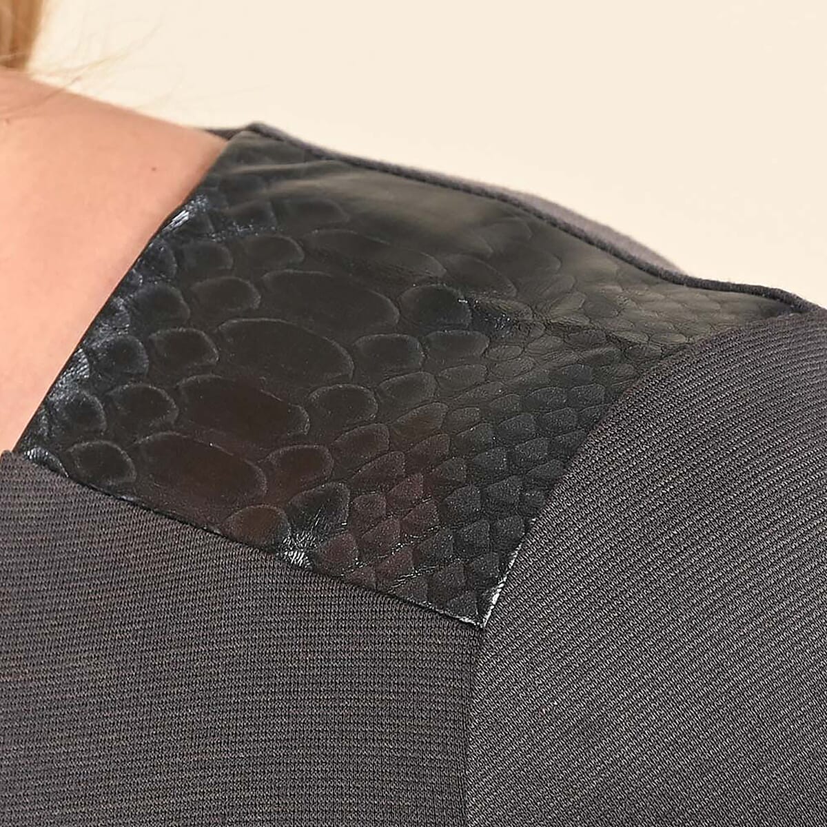 Tamsy Gray Solid 3/4 Sleeve Pencil Dress - L image number 3