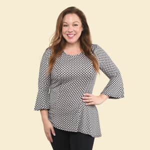 Shop Plus Size Assymetric Metallic Peplum Top in Black