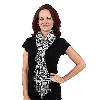 NYC CLOSEOUT Black and White Animal Print Shawl