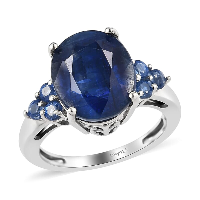 Kashmir Kyanite (Ovl 12x10) Ring in Platinum Over Sterling Silver (Size 10.0) 6.75 ctw