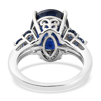 Kashmir Kyanite (Ovl 12x10) Ring in Platinum Over Sterling Silver (Size 10.0) 6.75 ctw