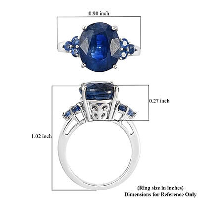 Kashmir Kyanite (Ovl 12x10) Ring in Platinum Over Sterling Silver (Size 10.0) 6.75 ctw