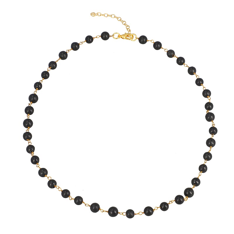 Shungite Beaded Station Necklace in 14K YG Over Copper, Bead Necklace For Women 100ctw 20 Inches