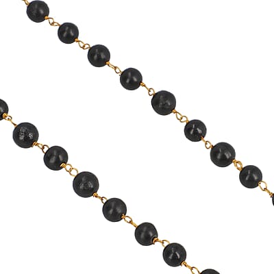 Shungite Beaded Station Necklace in 14K YG Over Copper, Bead Necklace For Women 100ctw 20 Inches