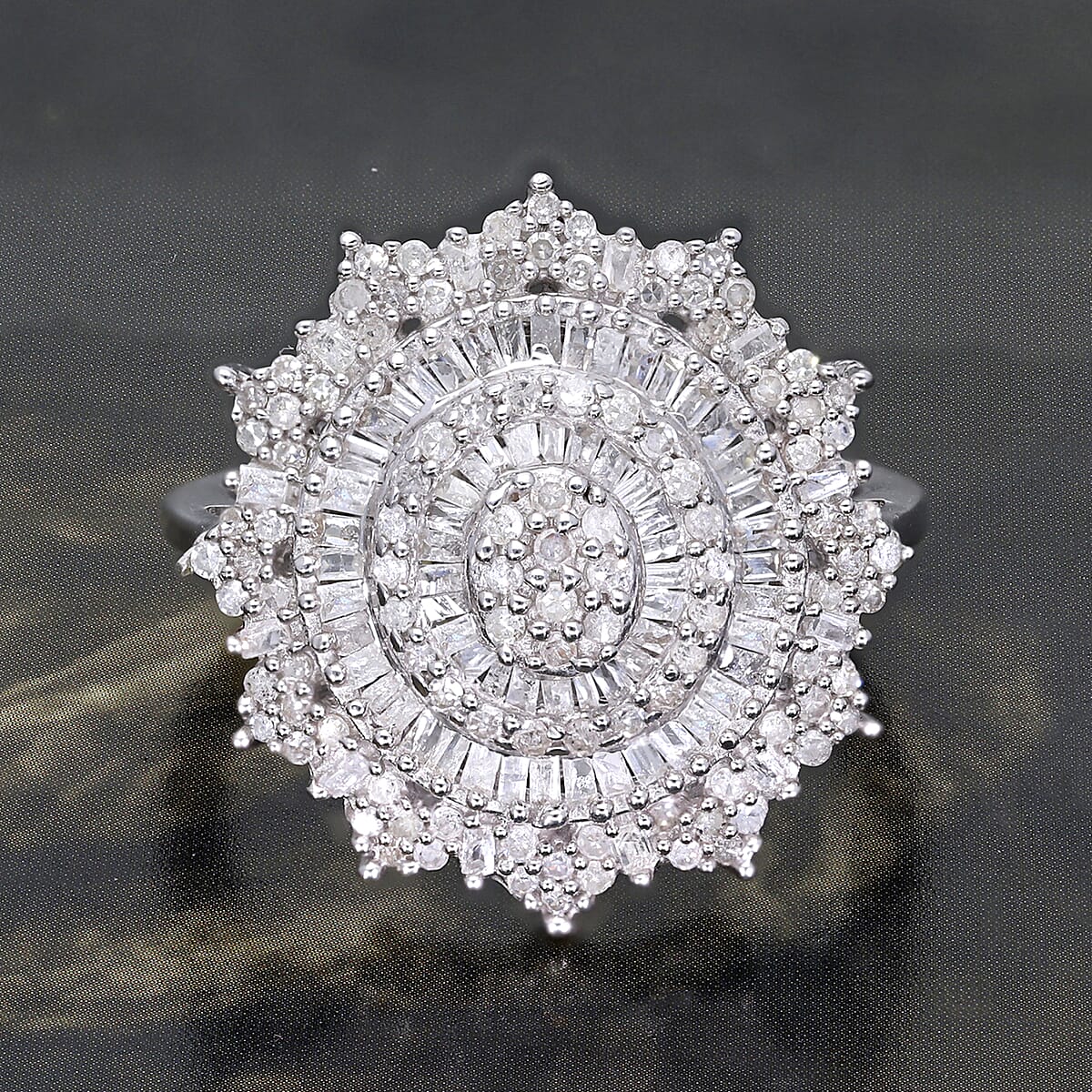 DOORBUSTER Diamond Cocktail Ring in Platinum Over Sterling Silver (Size 9.0) 1.00 ctw image number 1