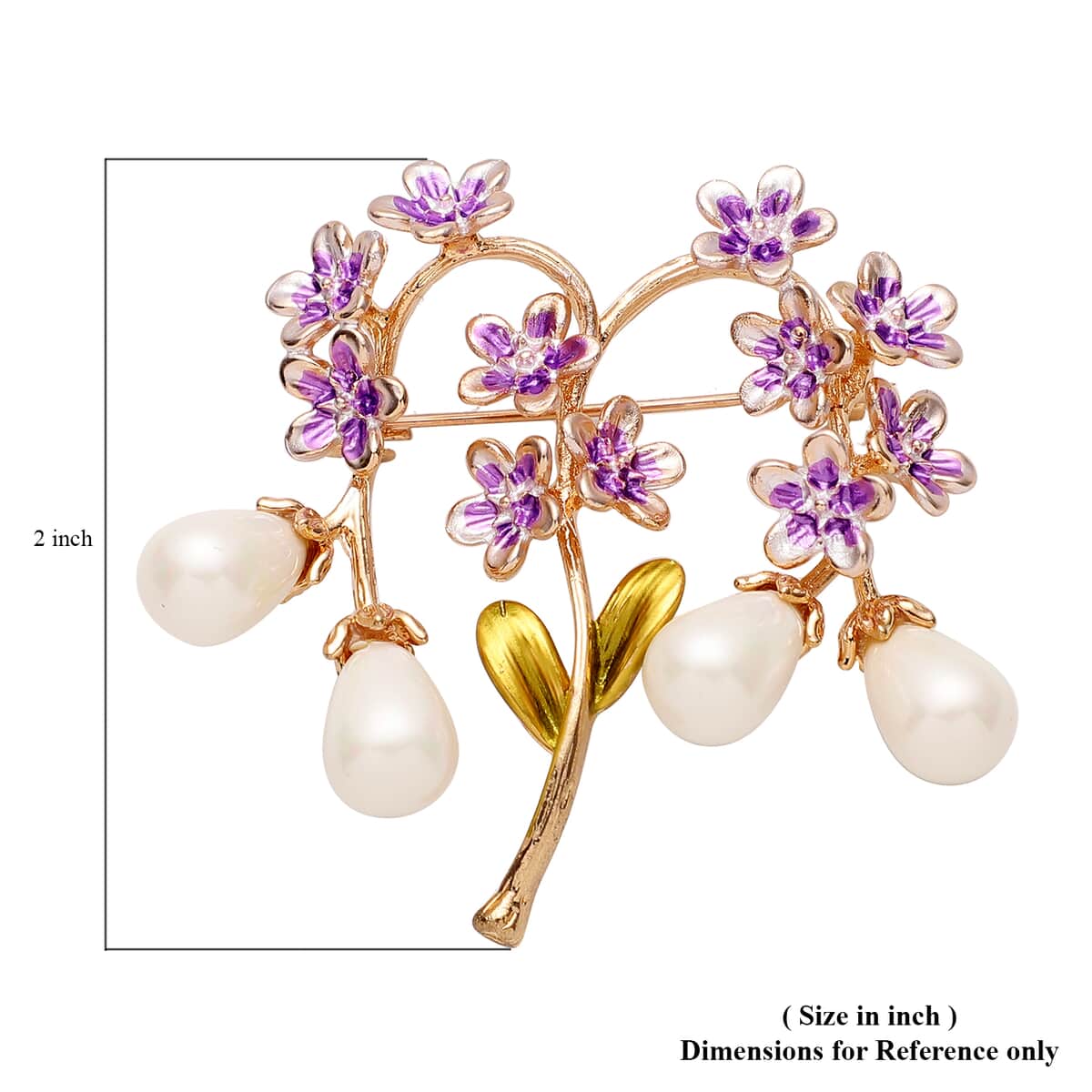Dear Mom Jewelry Gift Set with Simulated Pearl, Purple Enameled Floral Bouquet Brooch in Goldtone image number 4