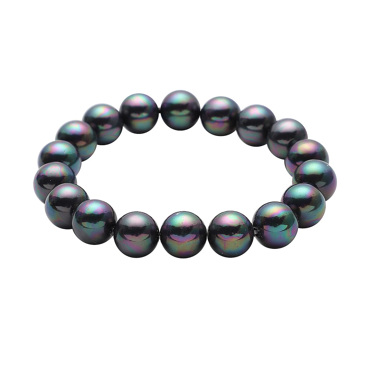 To the Mother of the Groom Jewelry Gift Set with Peacock Color Shell Pearl Beaded Stretch Bracelet image number 1