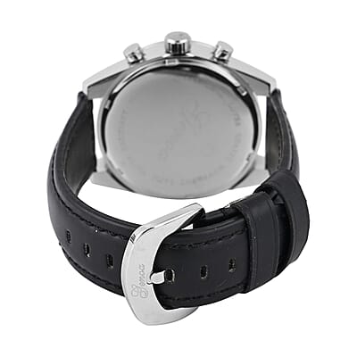 Genoa Multifunctional quartz Movement Watch with Black Leather Strap (44.20 mm) (5.25-7.50 Inches)