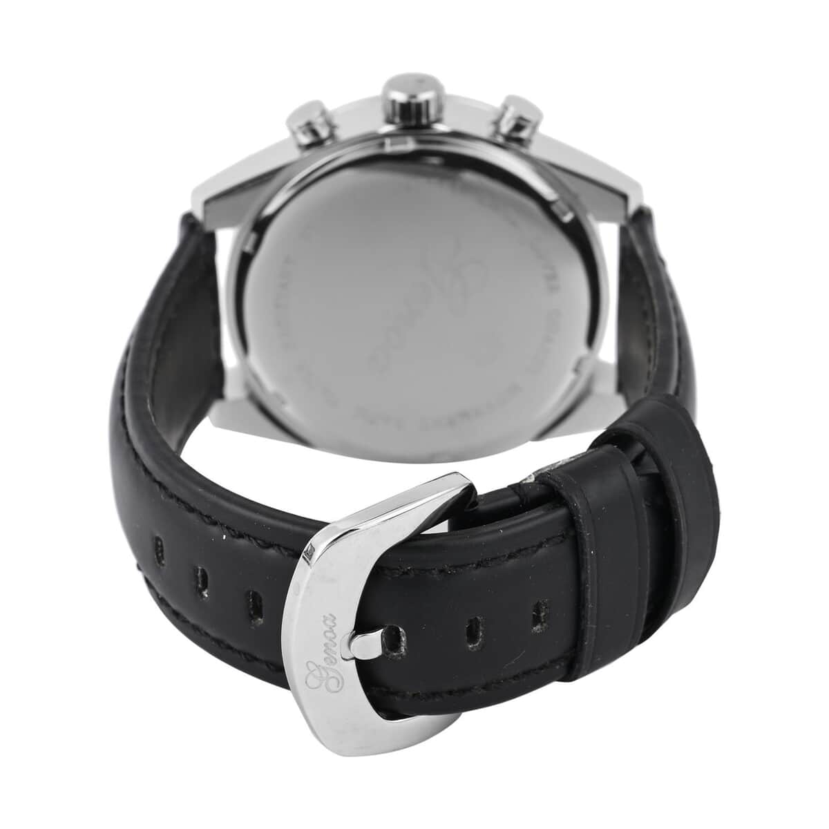 Genoa Multifunctional quartz Movement Watch with Black Leather Strap (44.20 mm) (5.25-7.50 Inches) image number 5