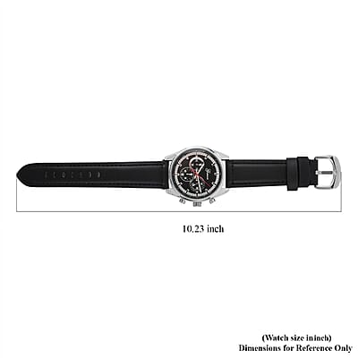Genoa Multifunctional quartz Movement Watch with Black Leather Strap (44.20 mm) (5.25-7.50 Inches)