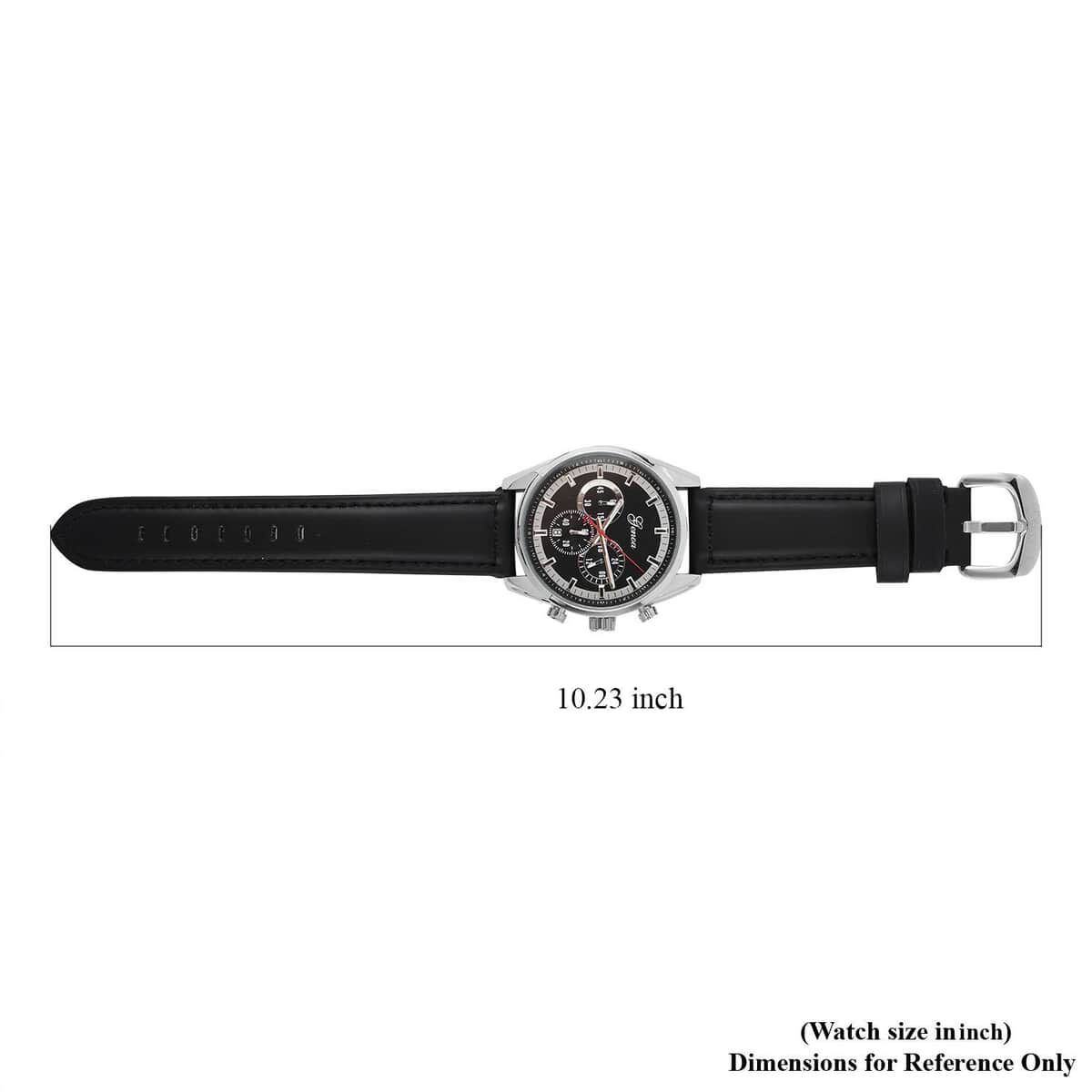 Genoa Multifunctional quartz Movement Watch with Black Leather Strap (44.20 mm) (5.25-7.50 Inches) image number 6