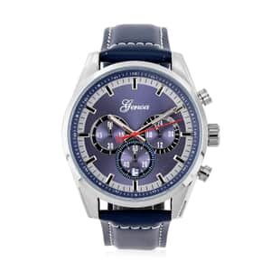 Genoa Multifunctional quartz Movement Watch with Navy Blue Leather Strap (44.20 mm) (5.25-7.50 Inches)