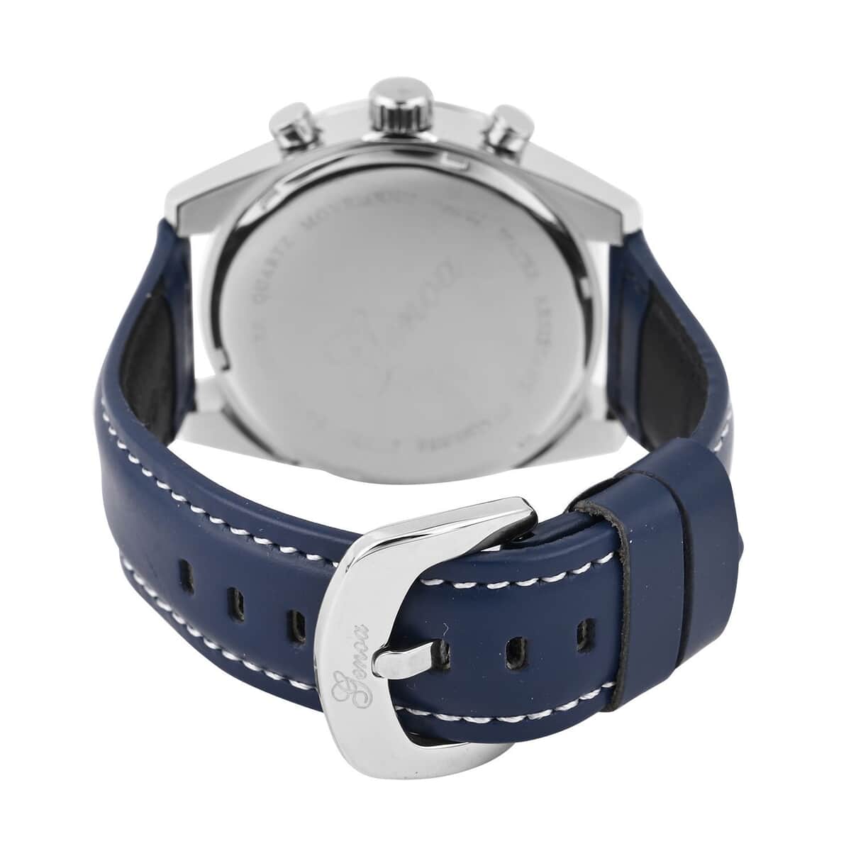 Genoa Multifunctional quartz Movement Watch with Navy Blue Leather Strap (44.20 mm) (5.25-7.50 Inches) image number 5