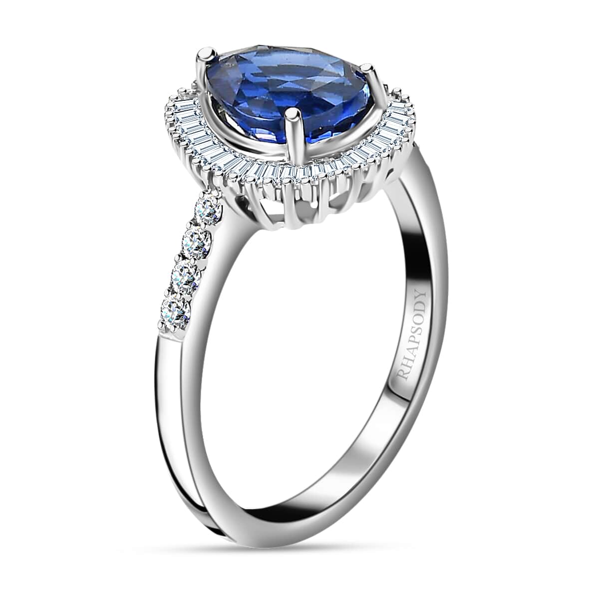 Rhapsody 950 Platinum AAAA Royal Ceylon Sapphire and E-F VS Diamond Halo Ring (Size 7.0) 5 Grams 3.40 ctw image number 3