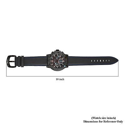 Genoa Multifunctional Quartz Movement Watch with Blue Line and Black Leather Strap (45mm) (8.0-9.25Inches)