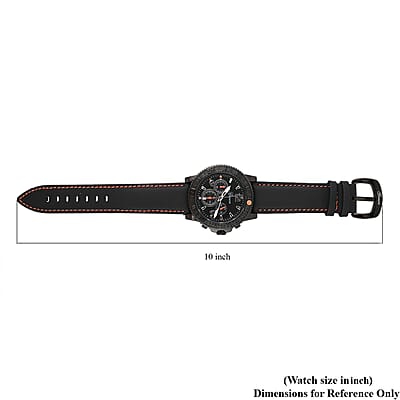 Genoa Multifunctional Quartz Movement Watch with Orange Line and Black Leather Strap (45mm) (8.0-9.25Inches)
