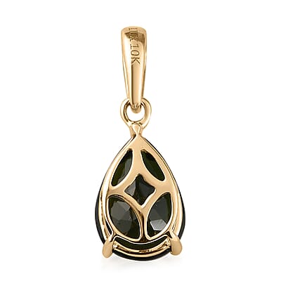 Luxoro 10K Yellow Gold Premium Tanzanian Chrome Tourmaline Solitaire Pendant 1.75 ctw