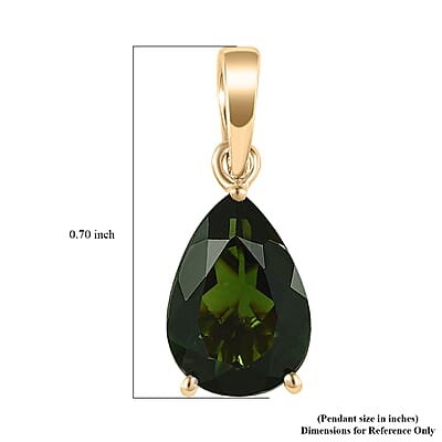 Luxoro 10K Yellow Gold Premium Tanzanian Chrome Tourmaline Solitaire Pendant 1.75 ctw