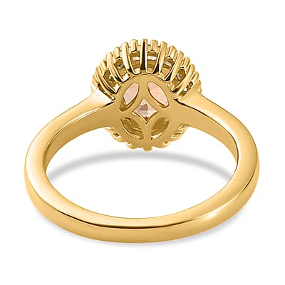 Imperial Garnet and White Diamond 1.66 ctw Ring in 18K Vermeil Yellow Gold Over Sterling Silver (Size 10.0)