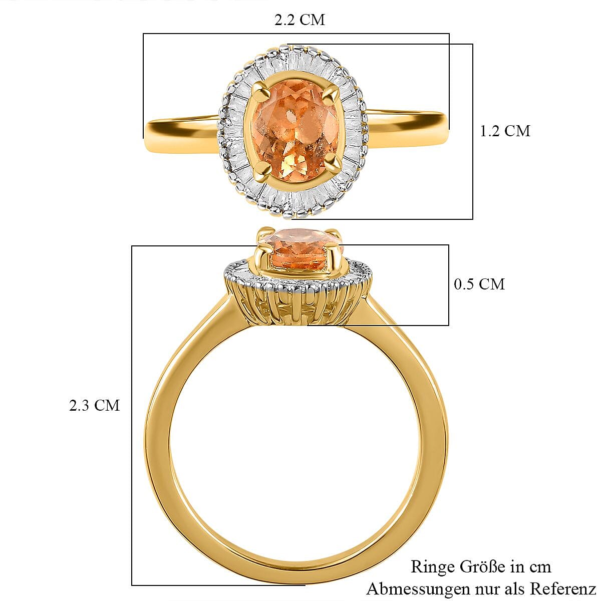 Imperial Garnet and White Diamond 1.66 ctw Ring in 18K Vermeil Yellow Gold Over Sterling Silver (Size 10.0)