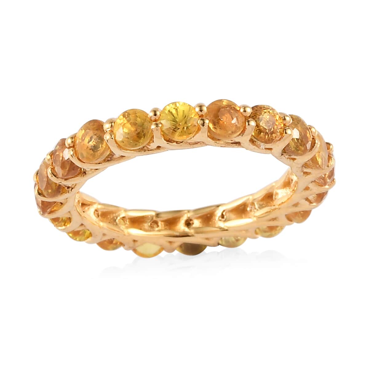 Madagascar Yellow Sapphire Eternity Band Ring in Vermeil YG Over Sterling Silver (Size 9.0) 3.25 ctw image number 0
