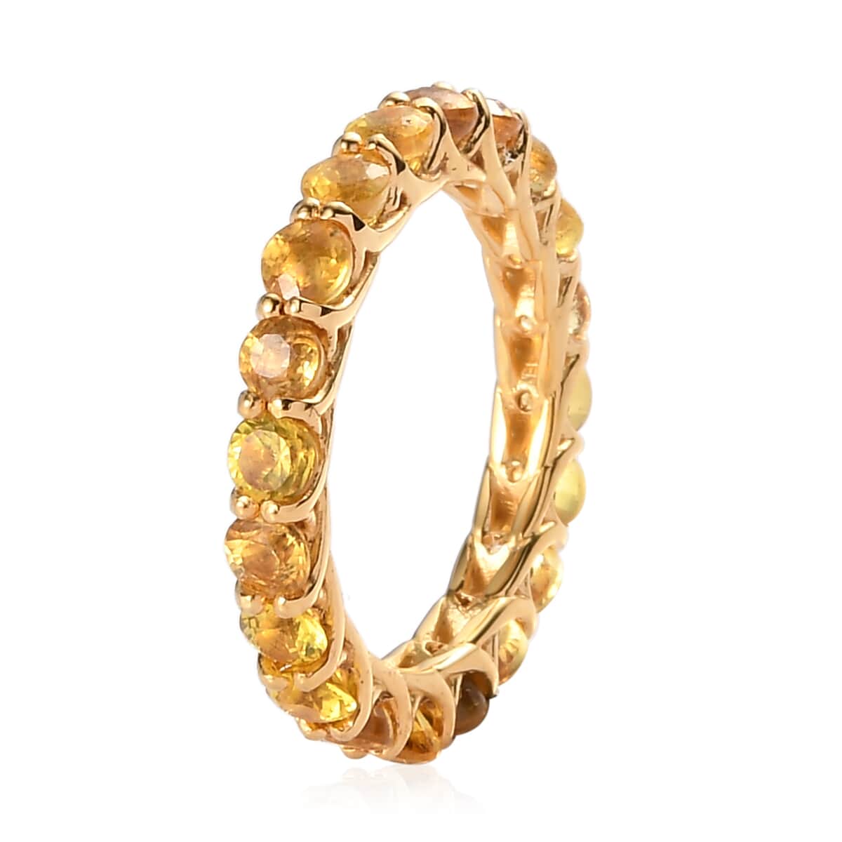 Madagascar Yellow Sapphire Eternity Band Ring in Vermeil YG Over Sterling Silver (Size 9.0) 3.25 ctw image number 3