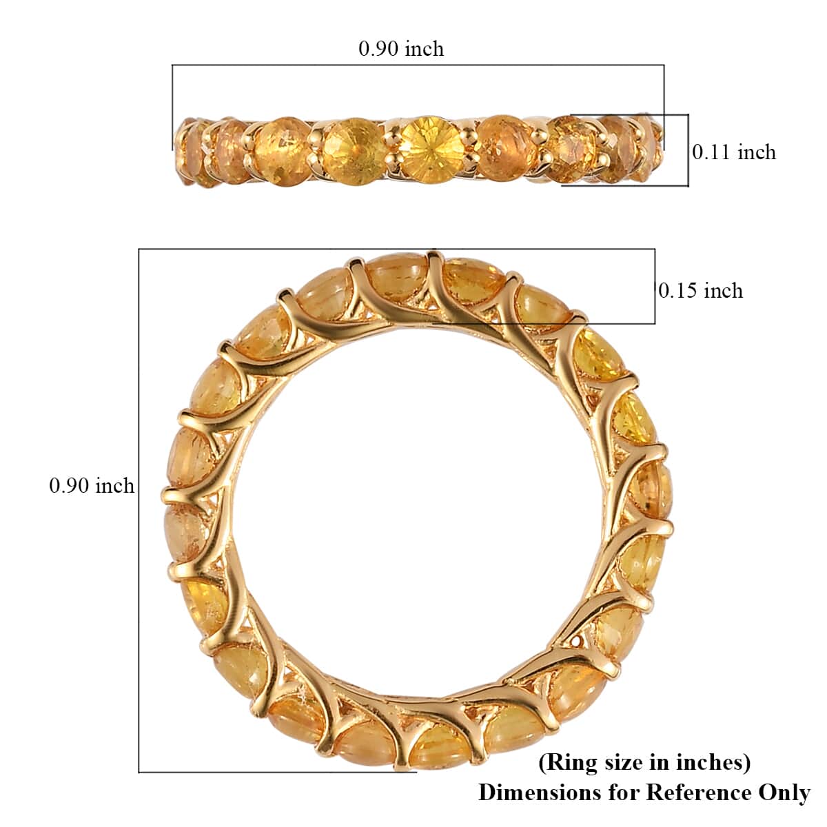 Madagascar Yellow Sapphire Eternity Band Ring in Vermeil YG Over Sterling Silver (Size 9.0) 3.25 ctw image number 5