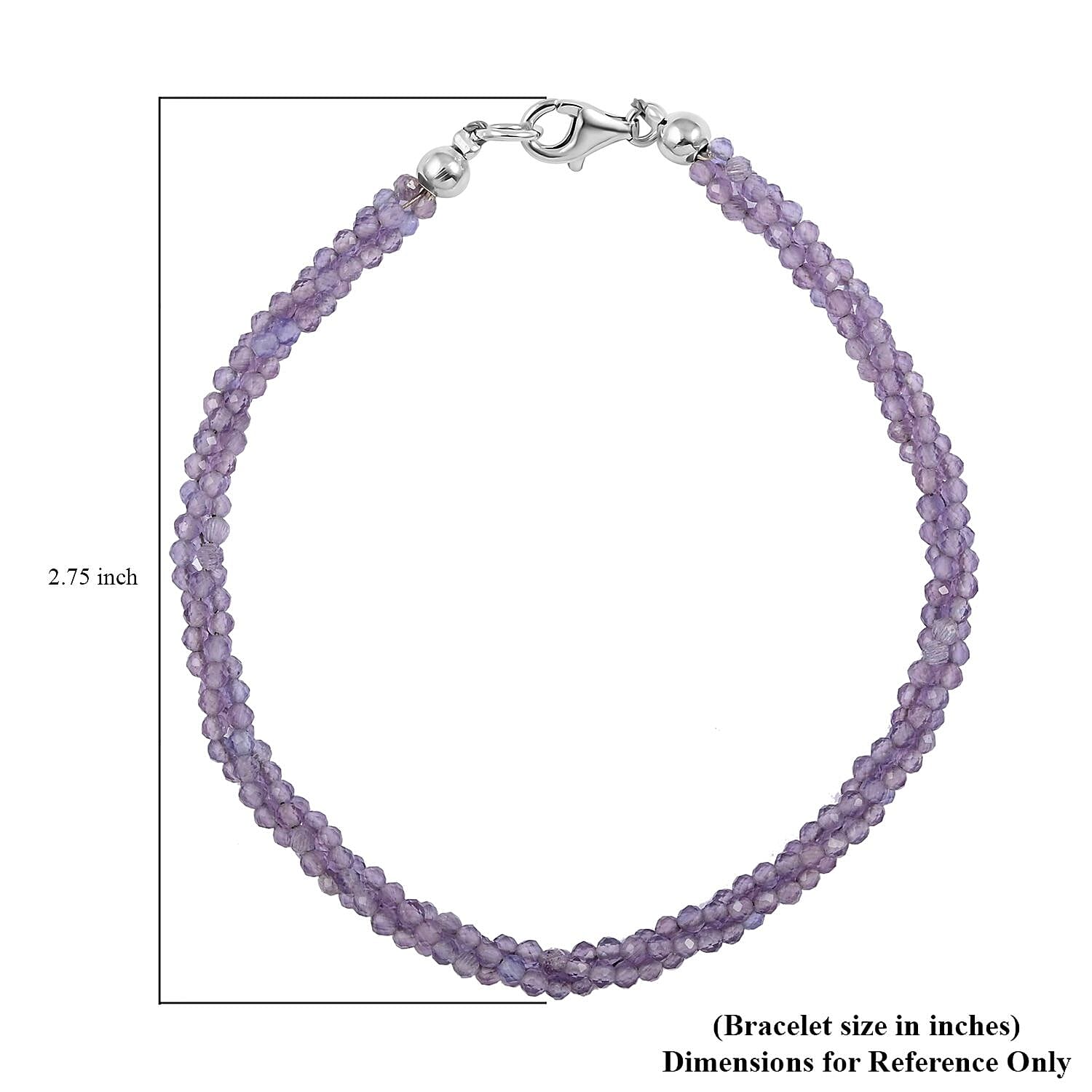 African Amethyst Beaded Bracelet in Sterling Silver (7.25 In) 30.00 ctw