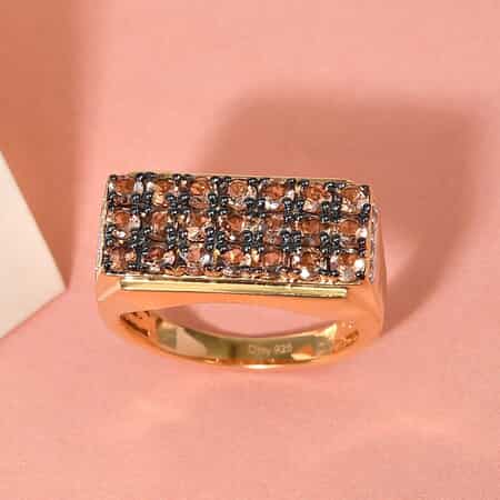 Jenipapo Andalusite and Natural White Zircon Men's Ring in Vermeil YG Over Sterling Silver (Size 12.0) 2.10 ctw image number 1