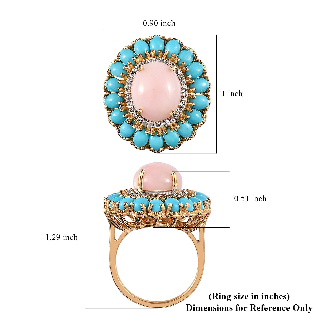 Peruvian Pink Opal and Multi Gemstone Cocktail Ring in Vermeil YG Over Sterling Silver (Size 7.0) 7.35 ctw image number 5