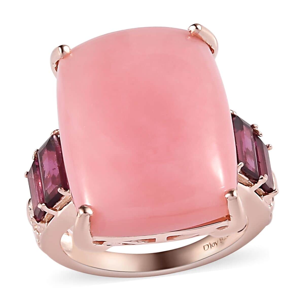 Peruvian Pink Opal and Orissa Rhodolite Garnet Ring in Vermeil Rose Gold Over Sterling Silver (Size 10.0) 15.50 ctw image number 0
