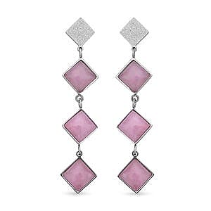 Rose Quartz 20.00 ctw Earrings in Stainless Steel