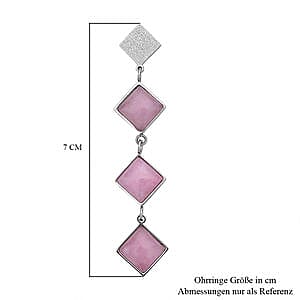 Rose Quartz 20.00 ctw Earrings in Stainless Steel