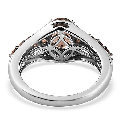 Jenipapo Andalusite and Natural White Zircon Ring in Platinum Over Sterling Silver (Size 10.0) 2.00 ctw