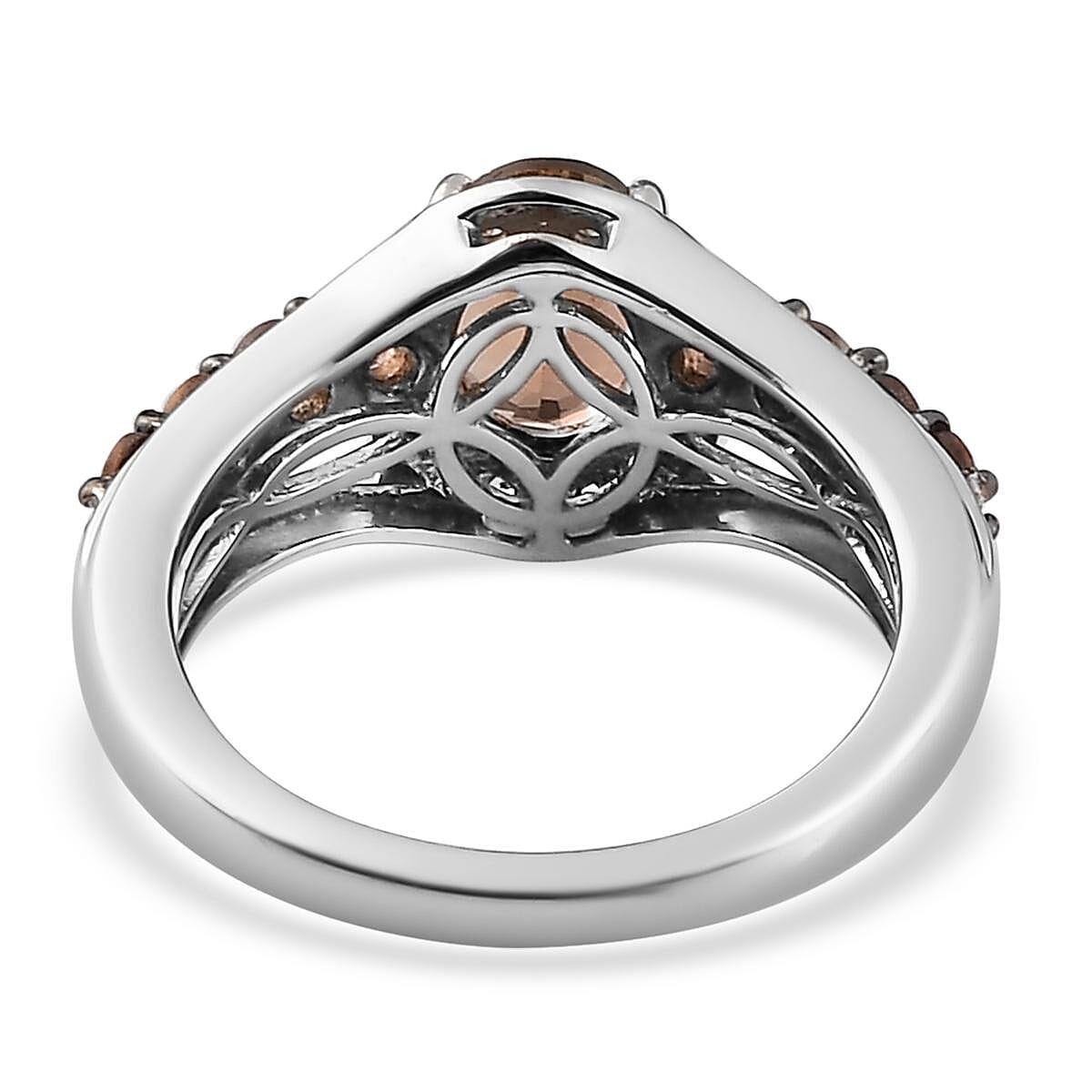 Jenipapo Andalusite and Natural White Zircon Ring in Platinum Over Sterling Silver (Size 9.0) 2.00 ctw image number 4