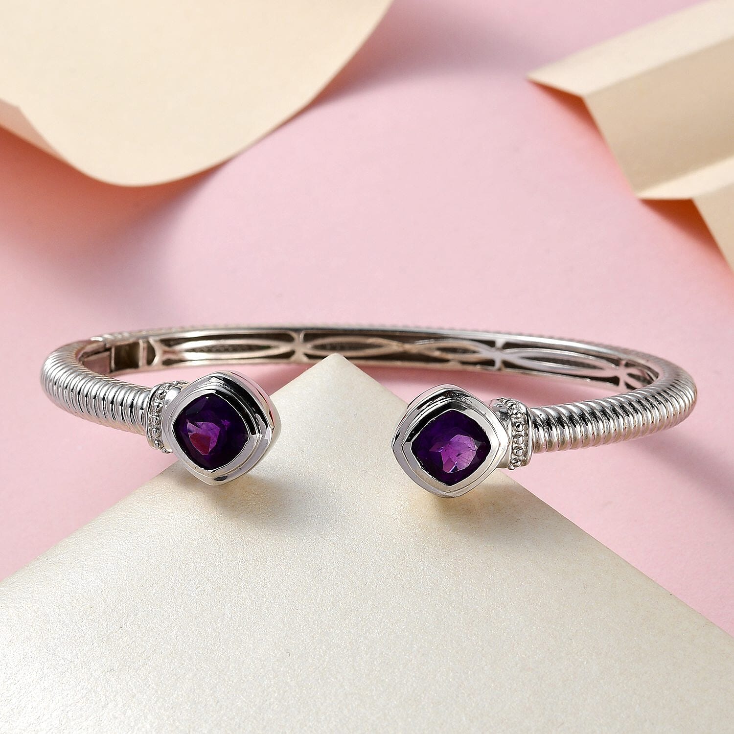 Karis Amethyst Cuff Bracelet in Platinum Bond (6.50 In) 2.85 ctw