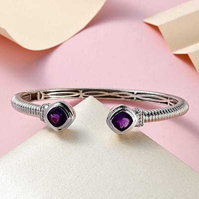 Karis Amethyst Cuff Bracelet in Platinum Bond (6.50 In) 2.85 ctw
