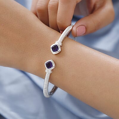 Karis Amethyst Cuff Bracelet in Platinum Bond (6.50 In) 2.85 ctw
