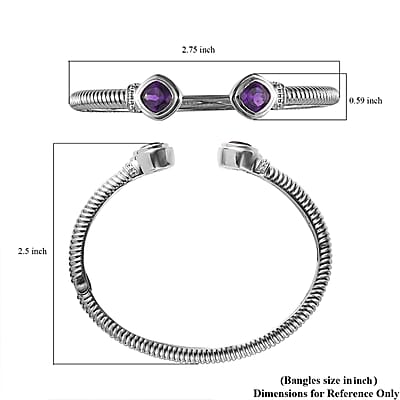 Karis Amethyst Cuff Bracelet in Platinum Bond (6.50 In) 2.85 ctw