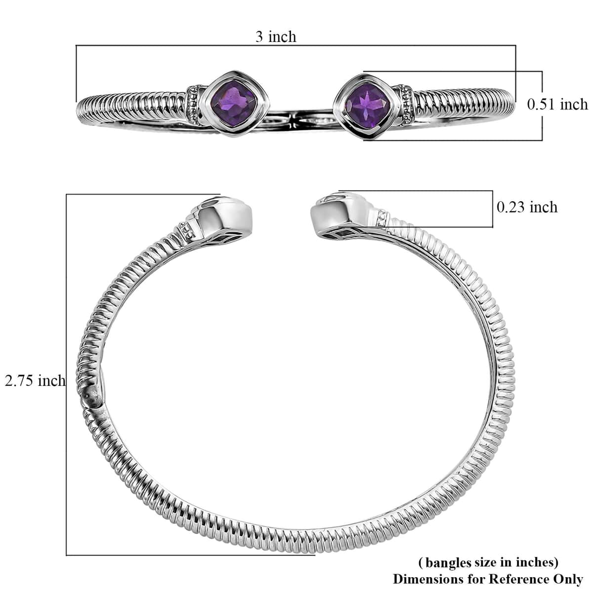 Karis Amethyst Cuff Bracelet in Platinum Bond (7.25 In) 2.85 ctw image number 5