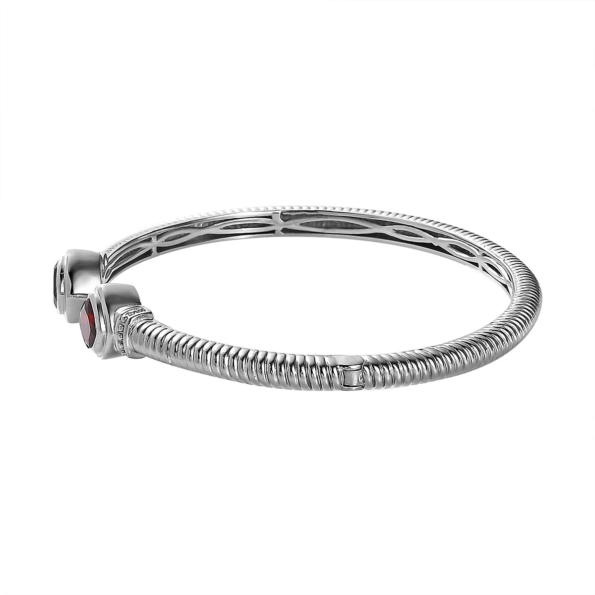 Karis Mozambique Garnet Cuff Bracelet in Platinum Bond (8.00 In) 3.50 ctw image number 3