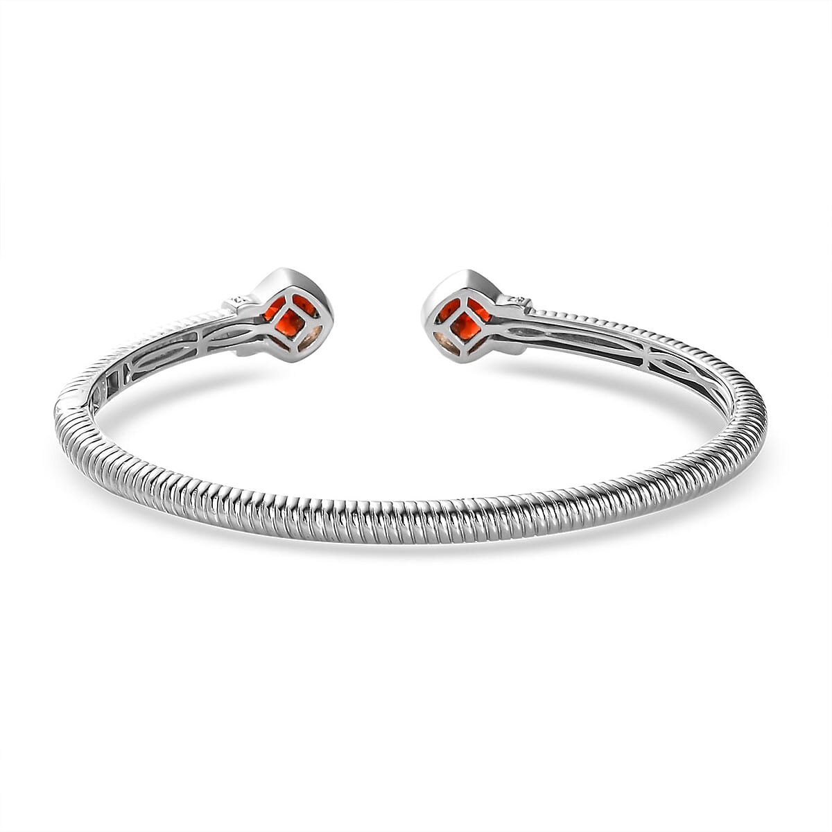 Karis Mozambique Garnet Cuff Bracelet in Platinum Bond (8.00 In) 3.50 ctw image number 4