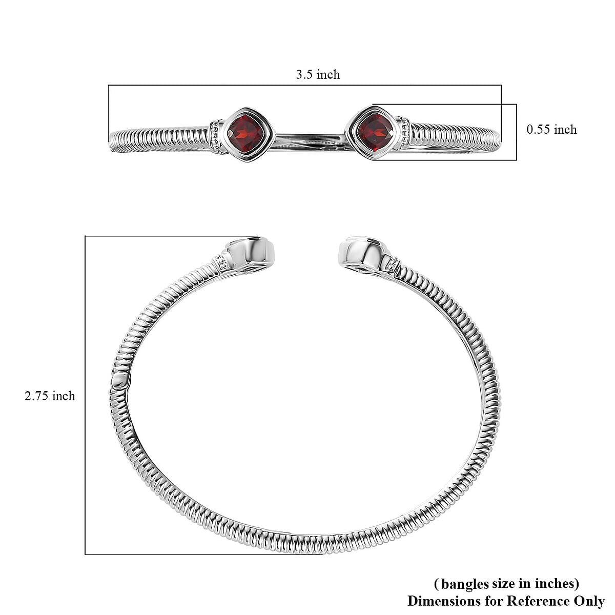 Karis Mozambique Garnet Cuff Bracelet in Platinum Bond (8.00 In) 3.50 ctw image number 5