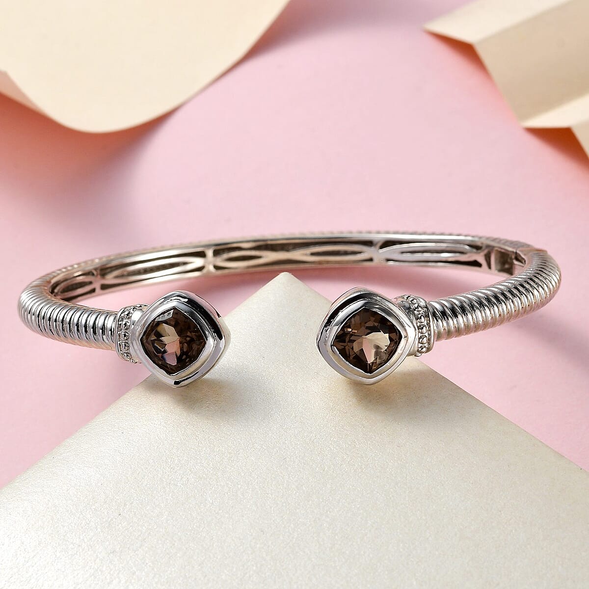 Karis Amethyst Cuff Bracelet in Platinum Bond (6.50 In) 2.85 ctw image number 1