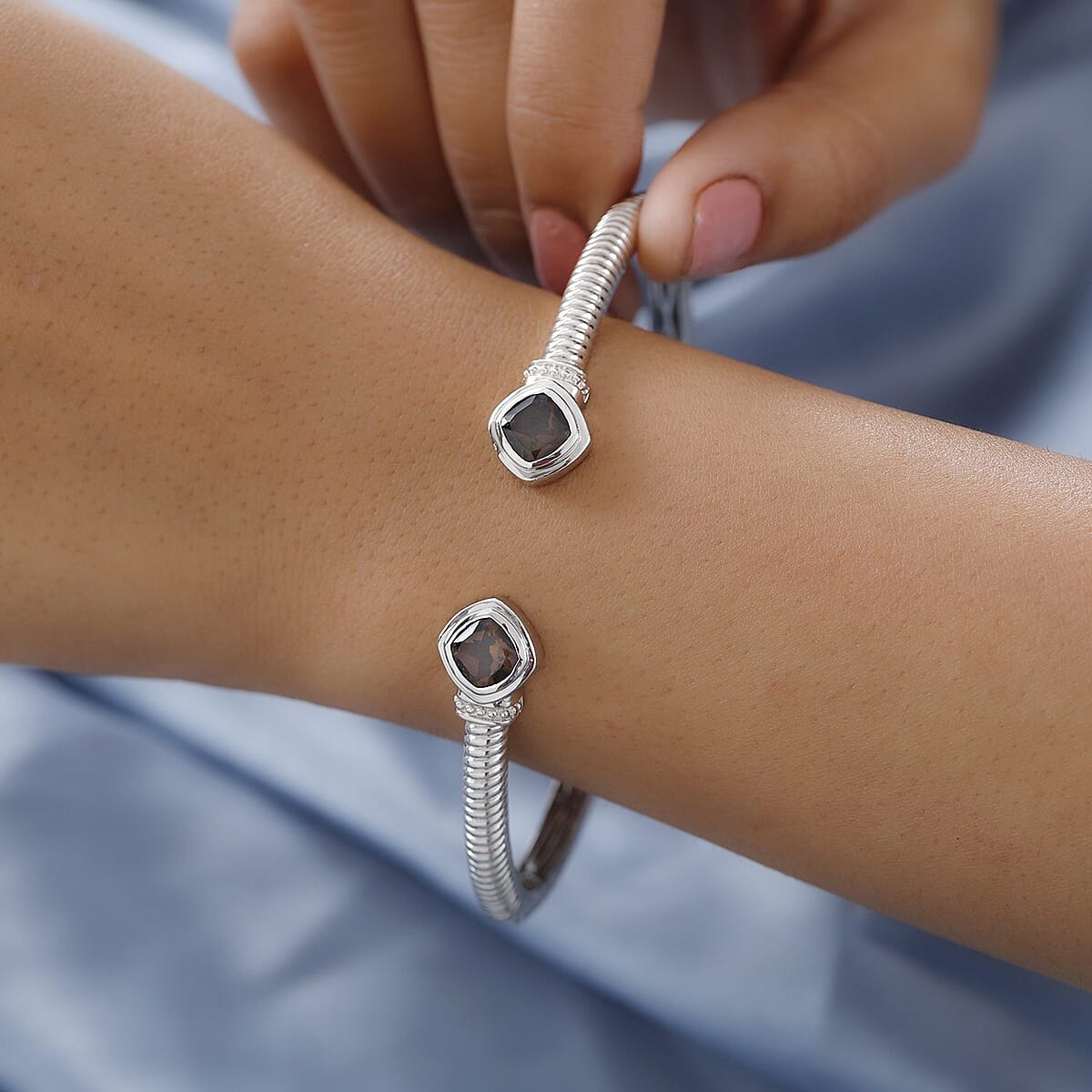 Karis Amethyst Cuff Bracelet in Platinum Bond (6.50 In) 2.85 ctw image number 2