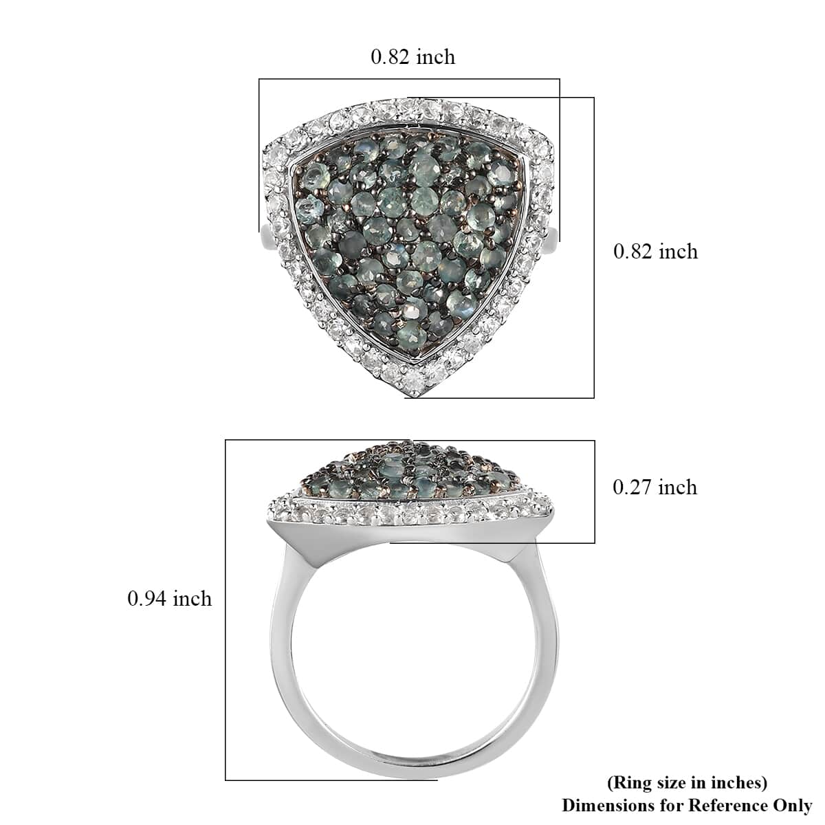 Narsipatnam Alexandrite and Natural White Zircon Trillion Shape Cocktail Ring in Platinum Over Sterling Silver (Size 10.0) 2.20 ctw image number 5