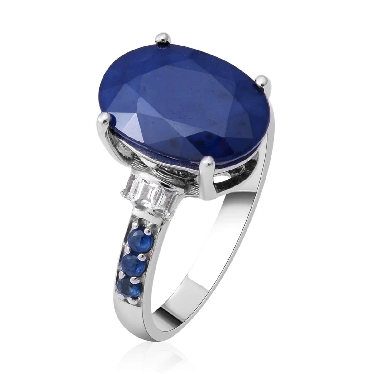 Madagascar Blue Sapphire and Multi Gemstone Ring in Platinum Over Sterling Silver 7.60 ctw image number 2